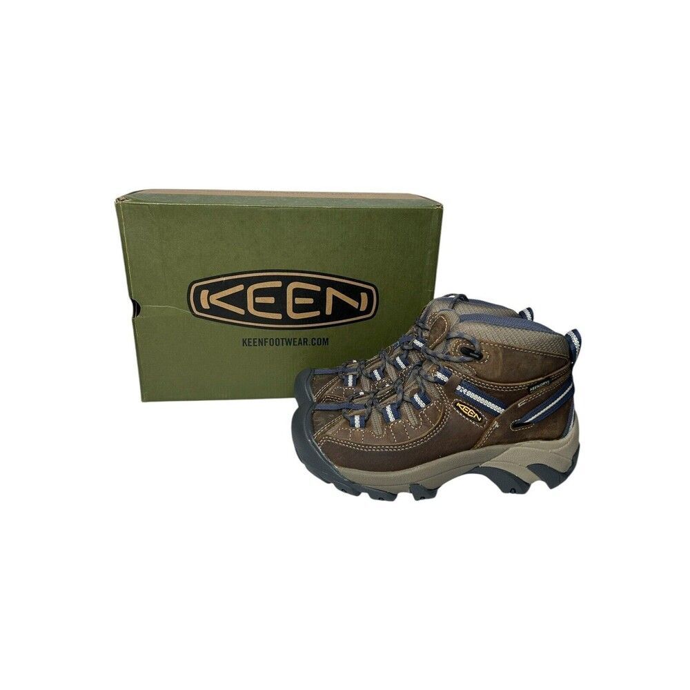 New KEEN Women's TARGHEE II MID Waterproof Hiking Boot, Goat/Crown Blue, Size 6